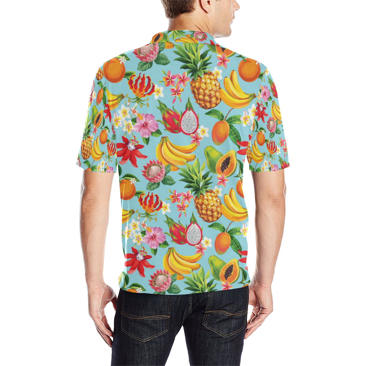 Tropical Fruits Pattern Print Design TF01 Men Polo Shirt