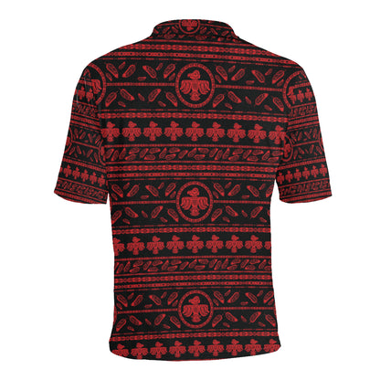 Native American Eagle Themed Print Men Polo Shirt