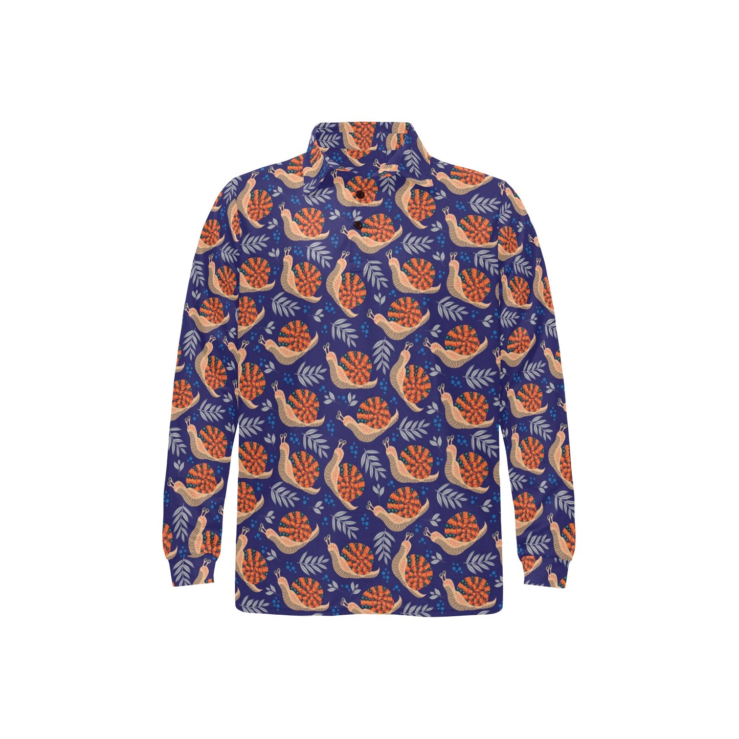 Snail Print Design LKS401 Long Sleeve Polo Shirt For Men's