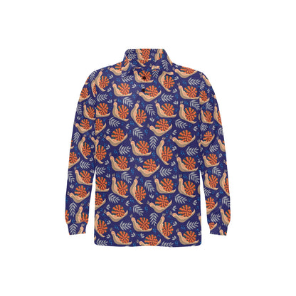 Snail Print Design LKS401 Long Sleeve Polo Shirt For Men's