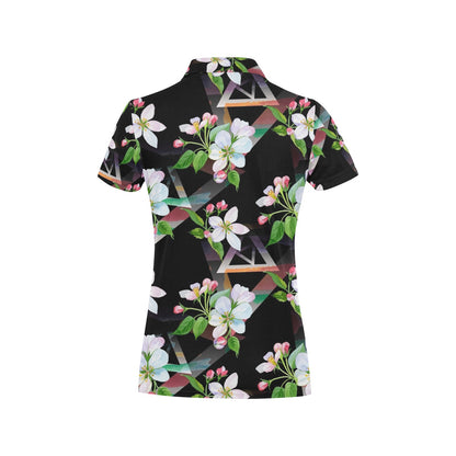 Apple blossom Pattern Print Design AB07 Women's Polo Shirt