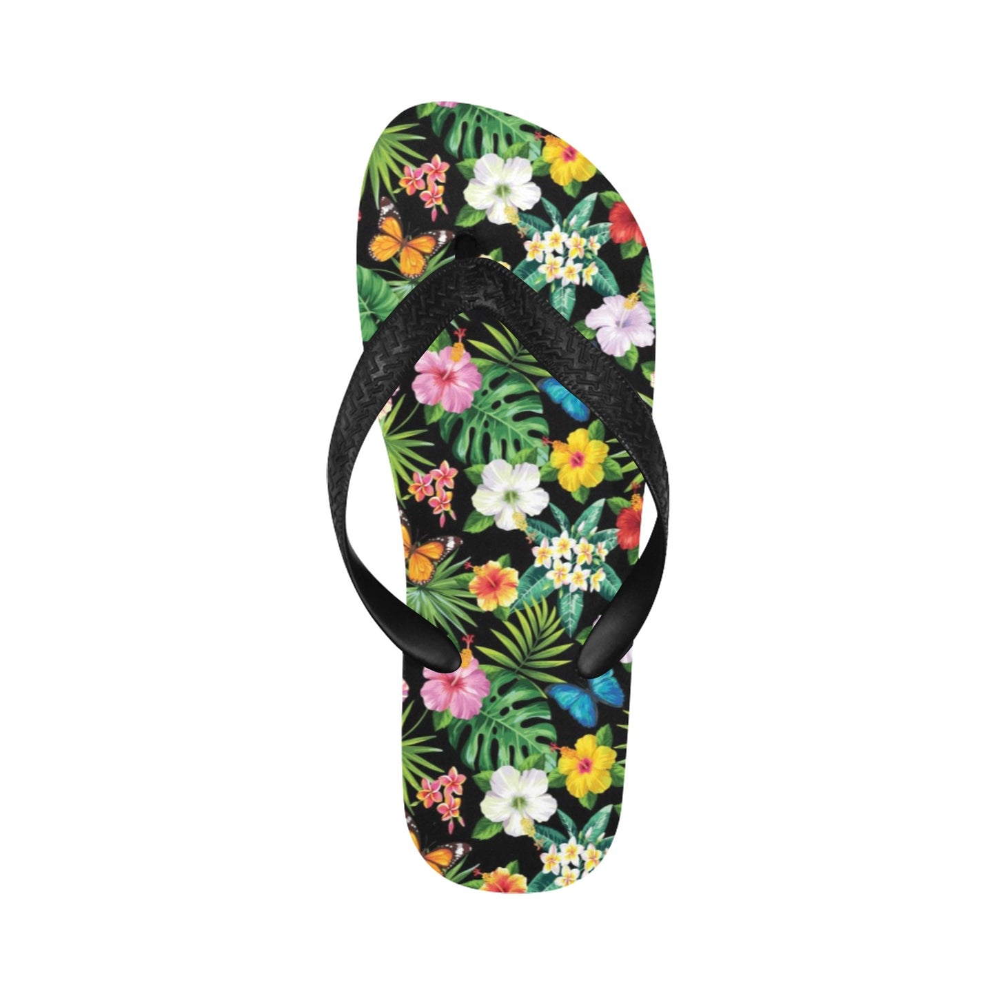 Hibiscus With Butterfly Print Design LKS305 Flip Flops