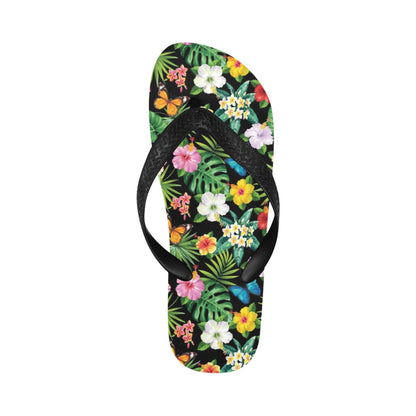 Hibiscus With Butterfly Print Design LKS305 Flip Flops
