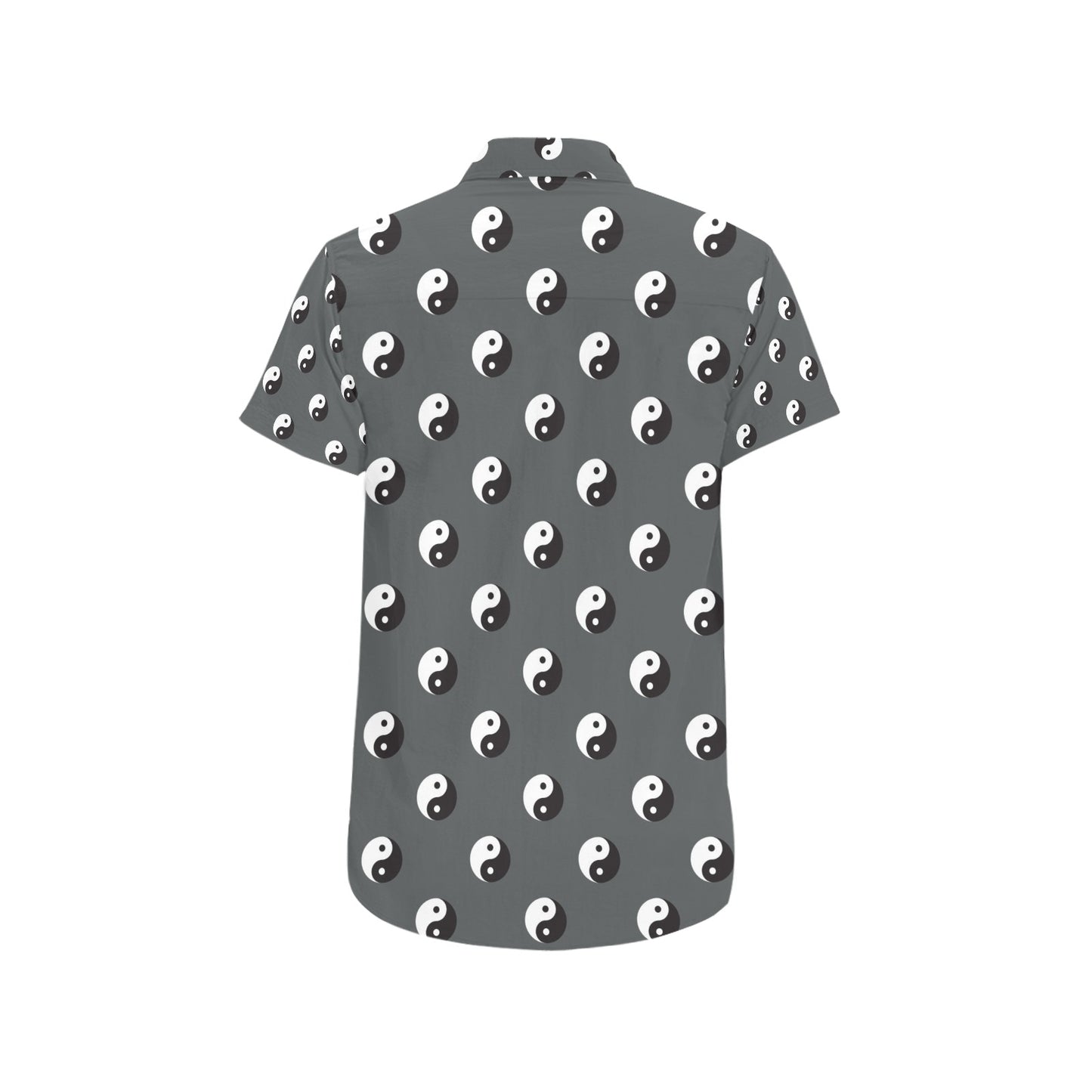 Yin Yang Print Design LKS303 Men Short Sleeve Button Up Shirt