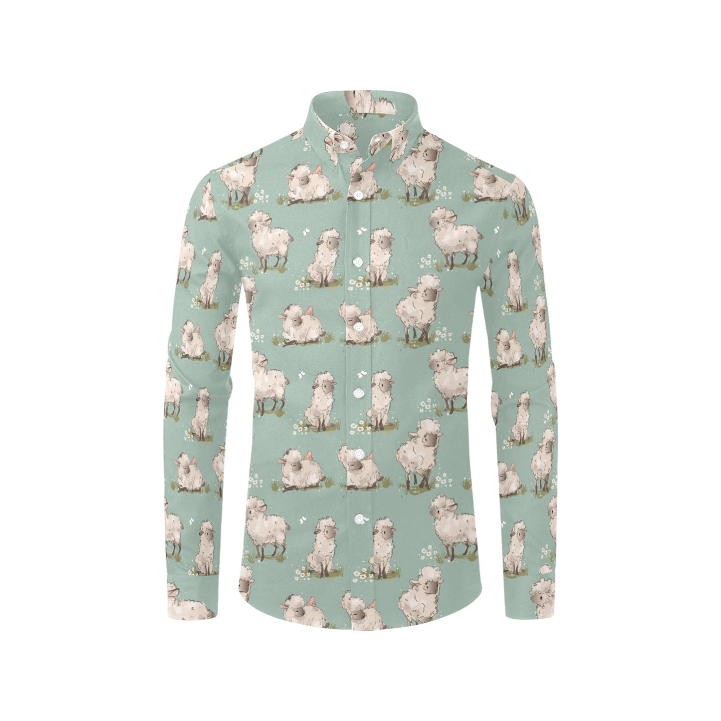 Sheep Print Design LKS405 Men's Long Sleeve Dress Shirt