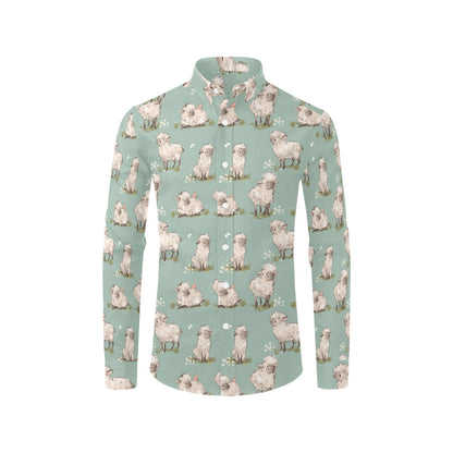 Sheep Print Design LKS405 Men's Long Sleeve Dress Shirt