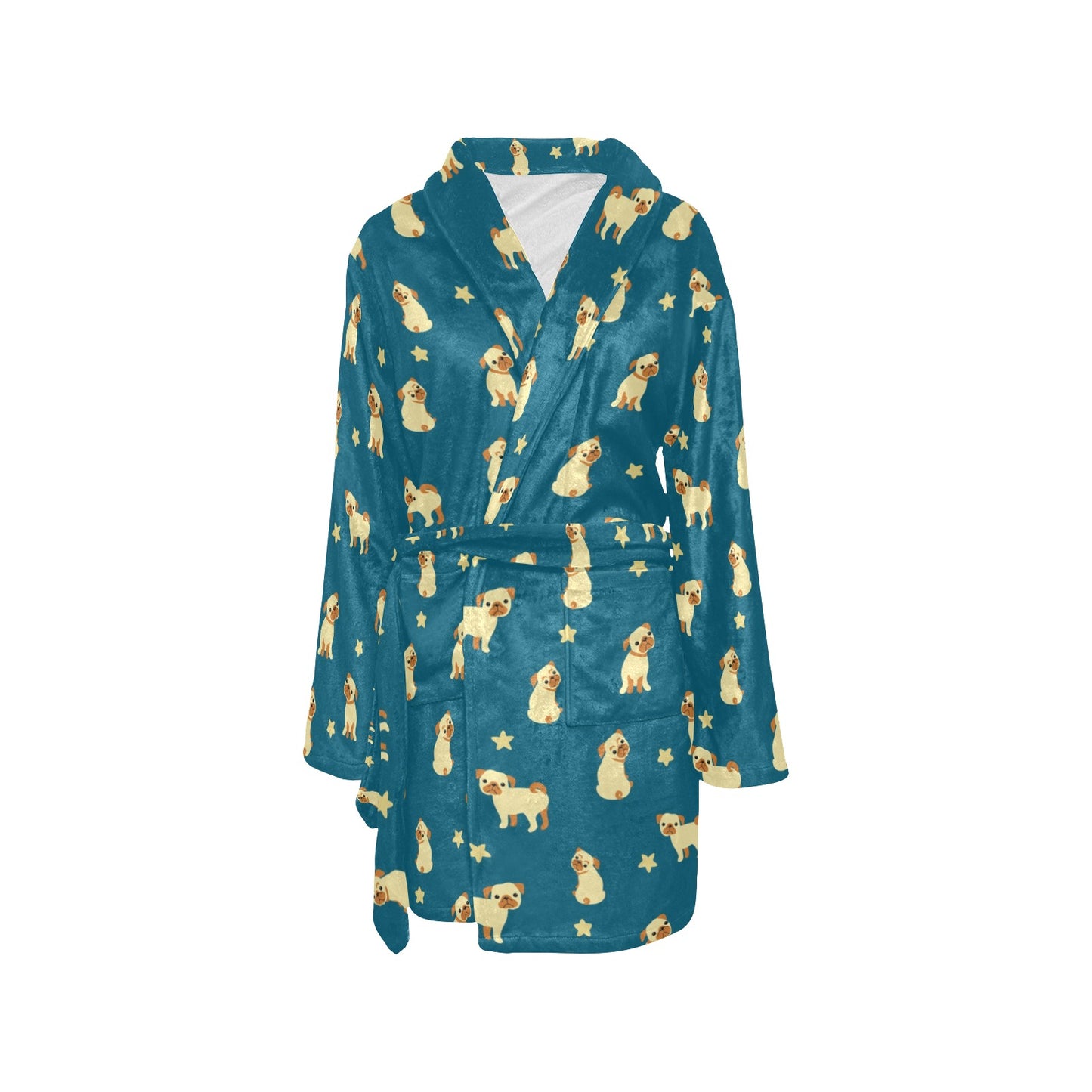 Pug Pattern Print Design A06 Women's Fleece Robe