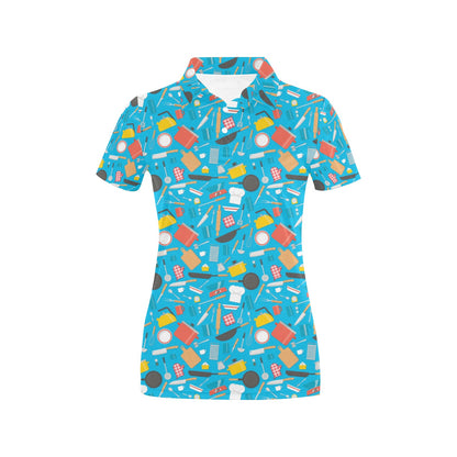 Cooking Kitchen Tools Pattern Print Design 03 Women's Polo Shirt