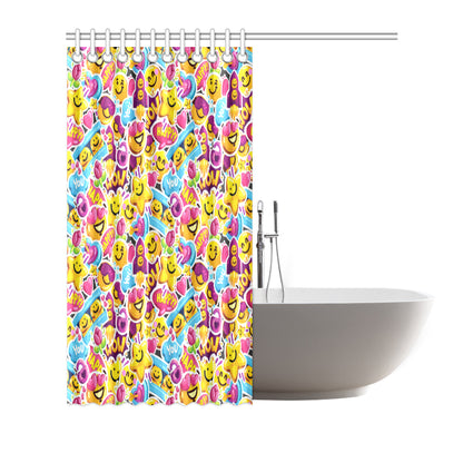 Emoji Sticker Print Pattern Shower Curtain