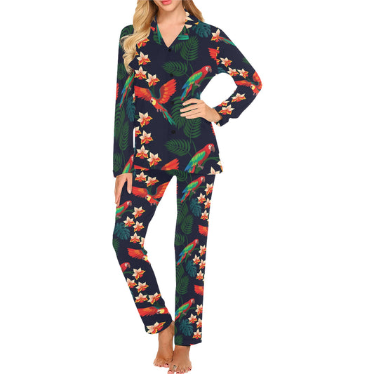 Macaw Pattern Print Design 02 Women's Long Pajama Set