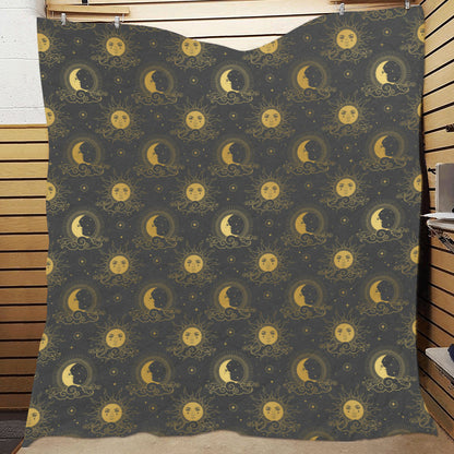 Celestial Moon Sun Pattern Print Design 05 Premium Quilt