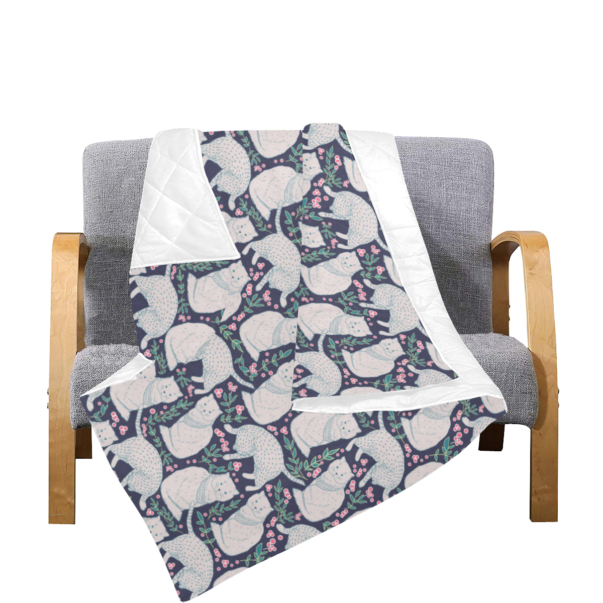 Cat Pattern Print Design 06 Premium Quilt