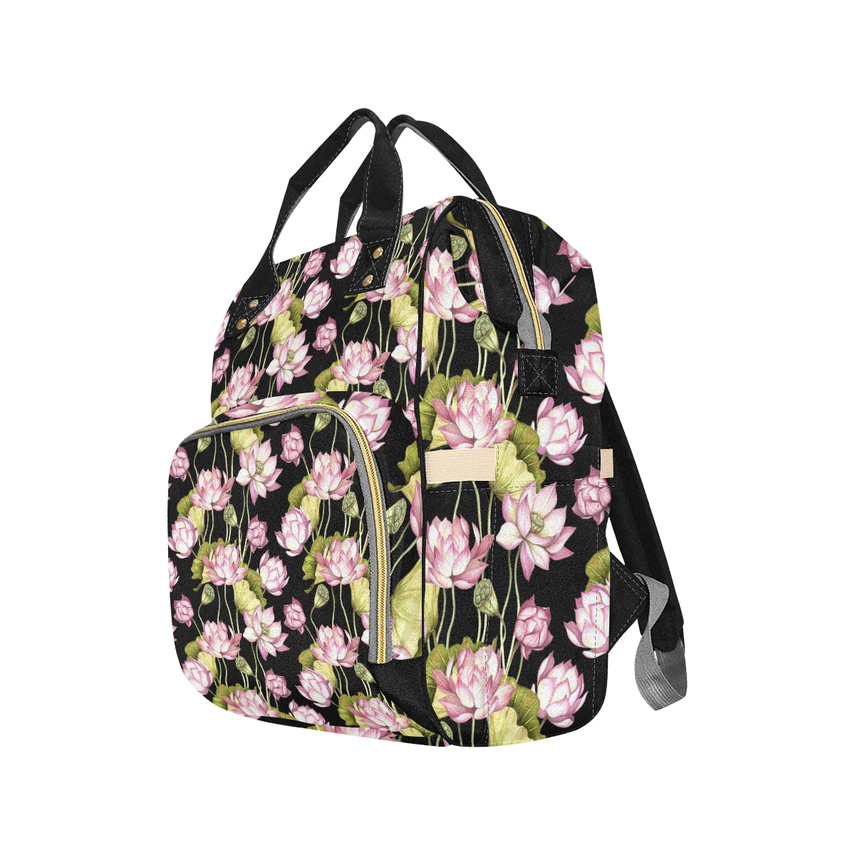 Water Lily Pattern Print Design WL06 Diaper Bag Backpack