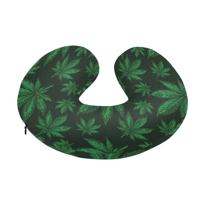 Pot Leaf Pattern Print Design A04 U-Shaped Travel Neck Pillow