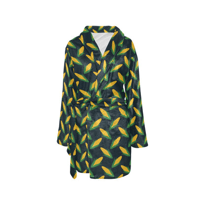 Corn Pattern Print Design 02 Women's Fleece Robe