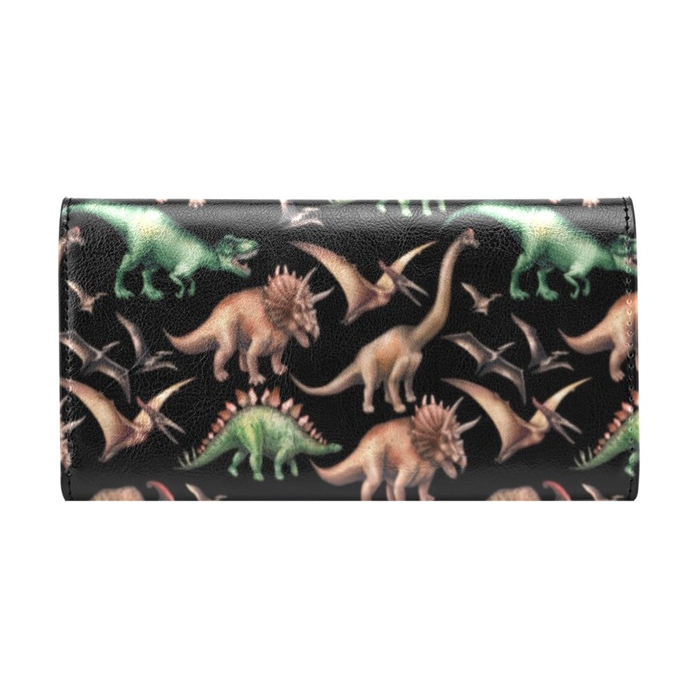 Dinosaur Print Pattern Women's Trifold Wallet