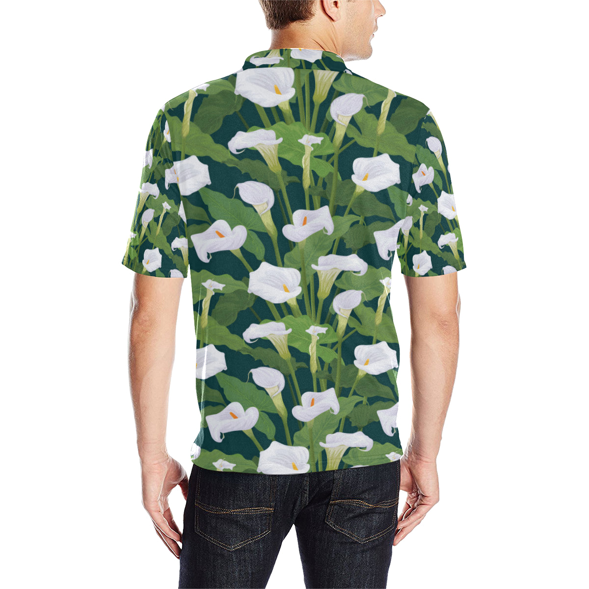 Lily Pattern Print Design 04 Men Polo Shirt