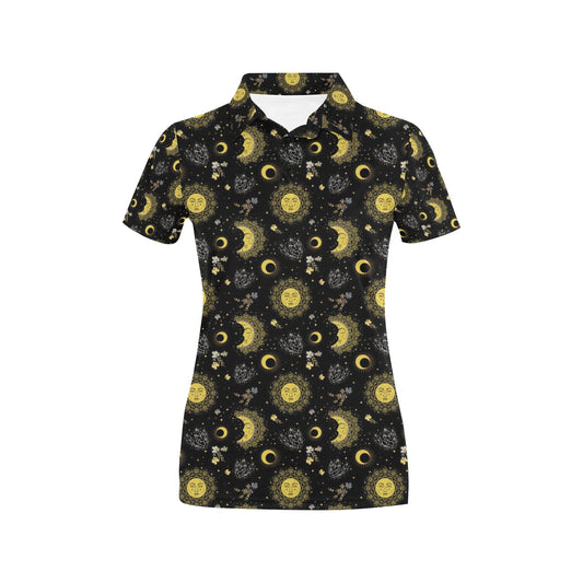 Sun Moon Print Design LKS301 Women's Polo Shirt