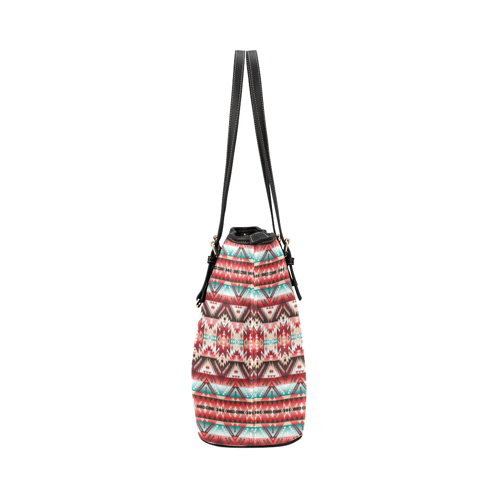 Aztec Western Style Print Pattern Leather Tote Bag