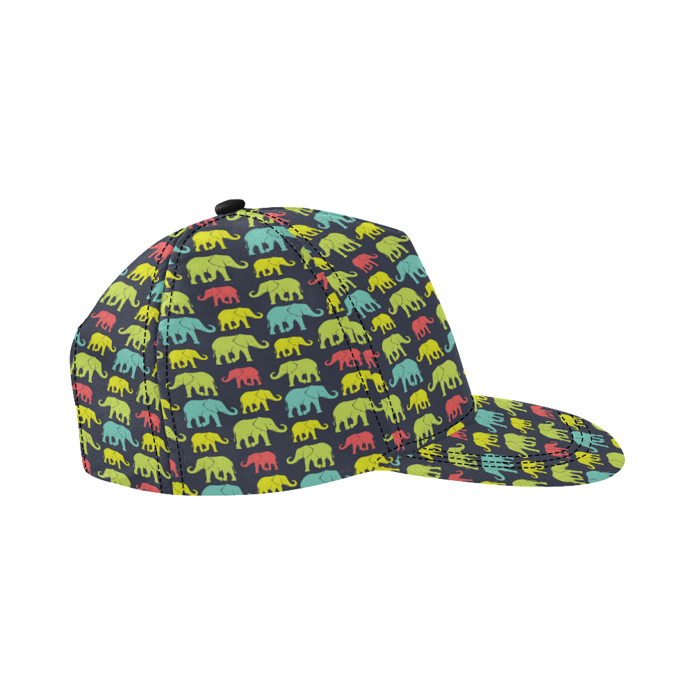 Elephant Neon Color Print Pattern Snapback Cap