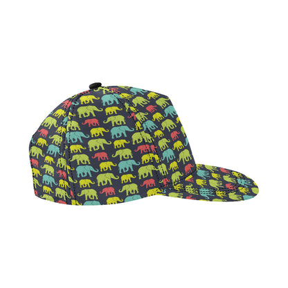 Elephant Neon Color Print Pattern Snapback Cap