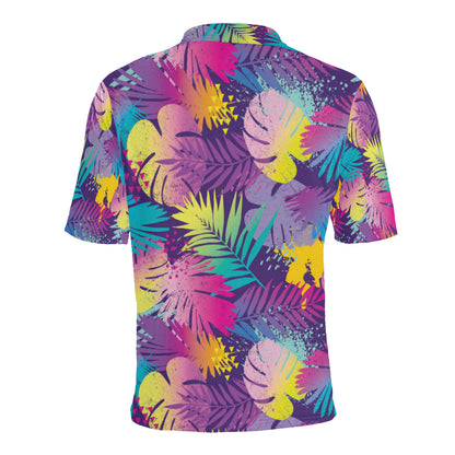 Palm Leaf Pattern Print Design A04 Men Polo Shirt