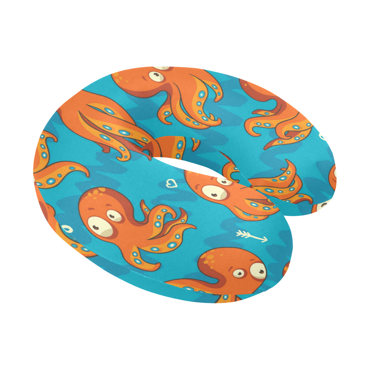 Octopus Pattern Print Design A02 U-Shaped Travel Neck Pillow