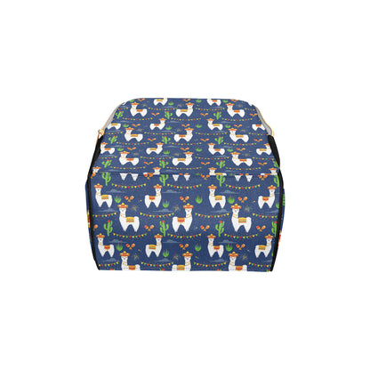 Llama Cactus Pattern Print Design 05 Diaper Bag Backpack