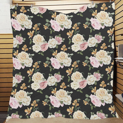 Rose Pattern Print Design A01 Premium Quilt