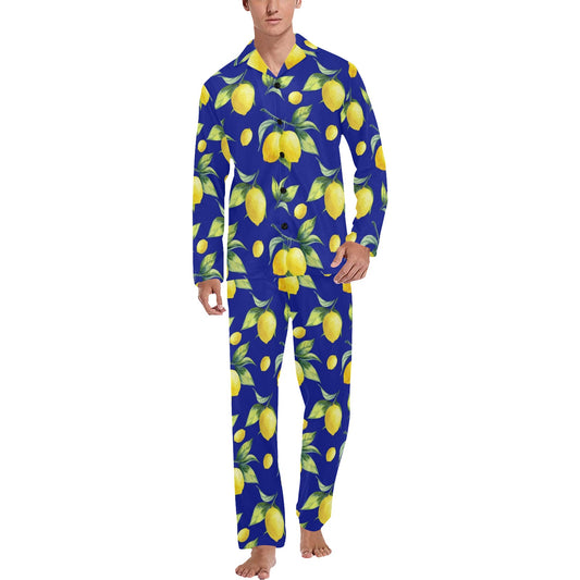 Lemon Pattern Print Design LM06 Men's Long Pajama Set