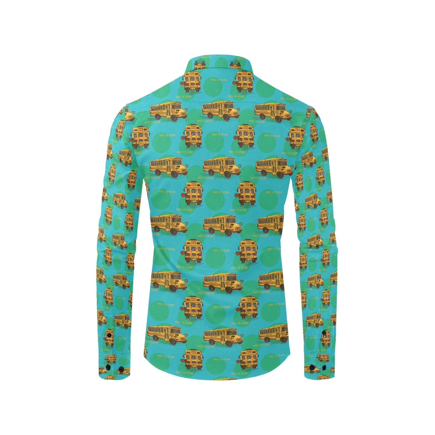School Bus Print Design LKS308 Men's Long Sleeve Dress Shirt