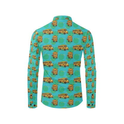 School Bus Print Design LKS308 Men's Long Sleeve Dress Shirt