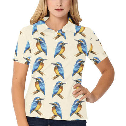 Kingfisher Pattern Print Design 01 Women's Polo Shirt
