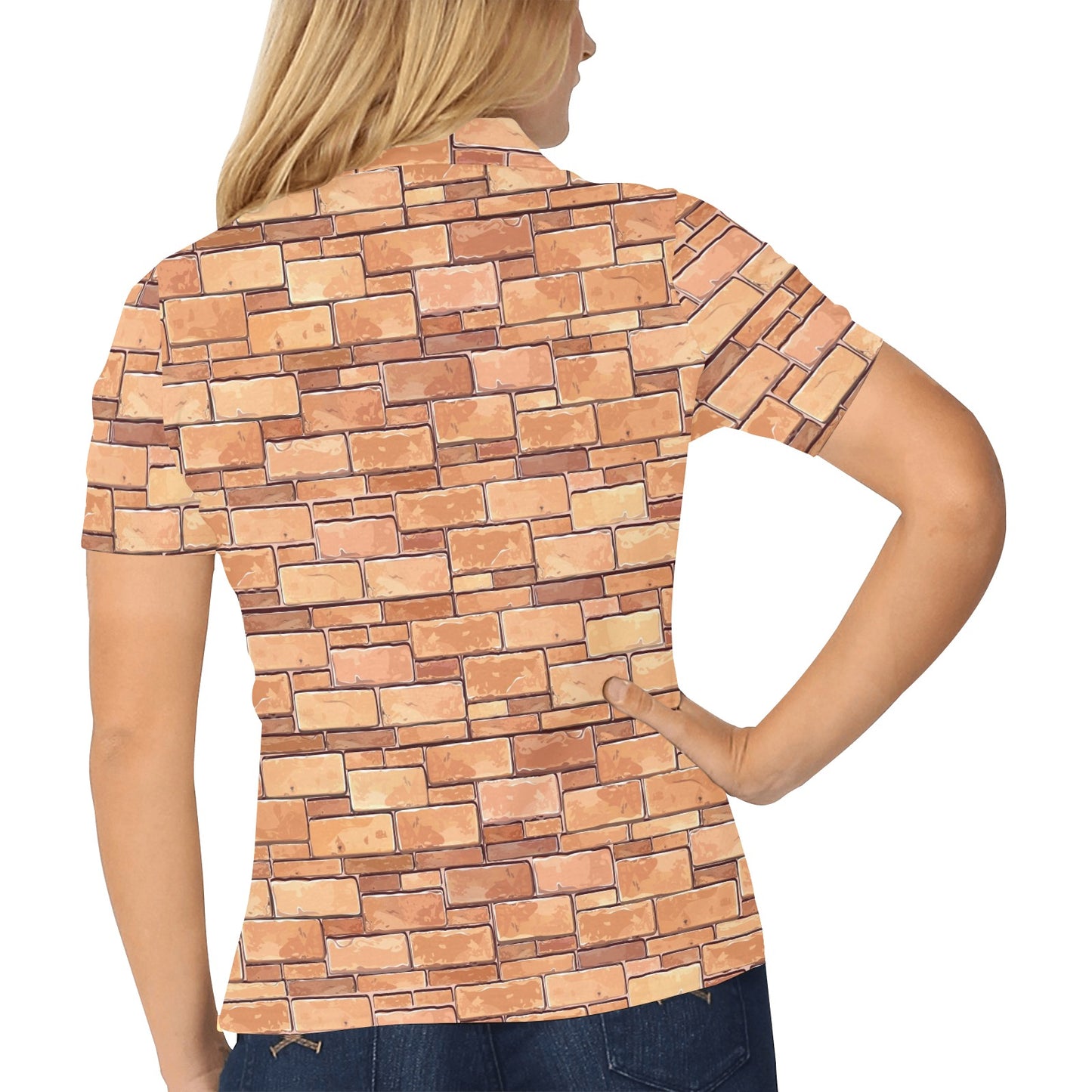 Brick Pattern Print Design 01 Women's Polo Shirt