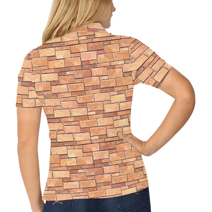 Brick Pattern Print Design 01 Women's Polo Shirt