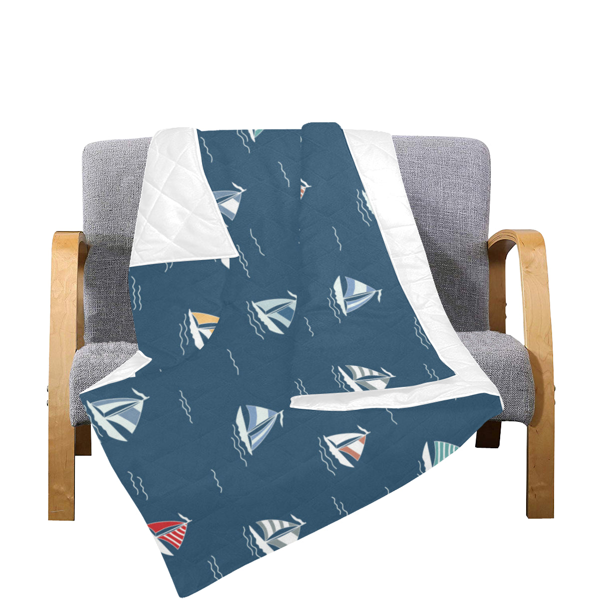 Sailing Ships Pattern Print Design A02 Premium Quilt