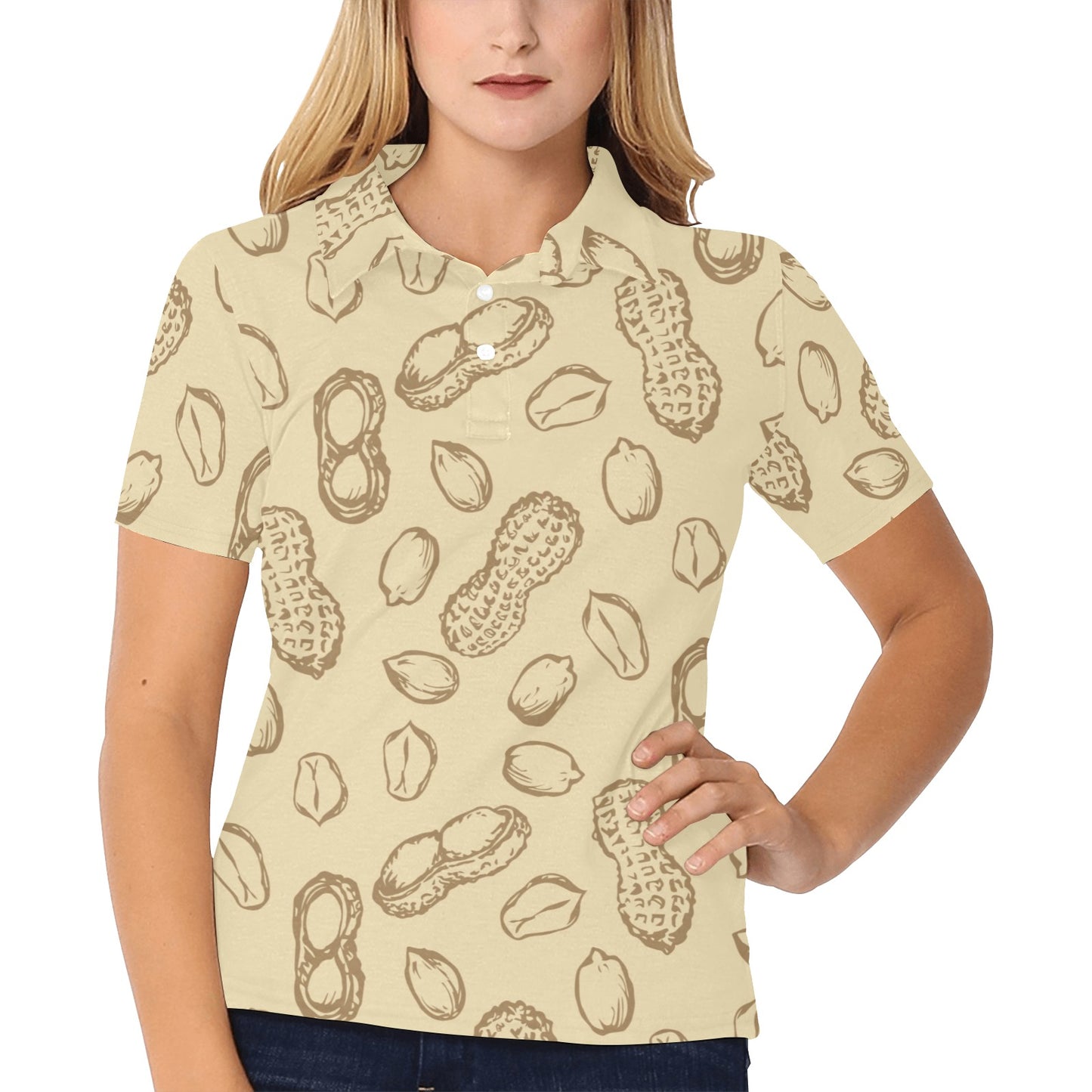 Peanut Pattern Print Design A02 Women's Polo Shirt