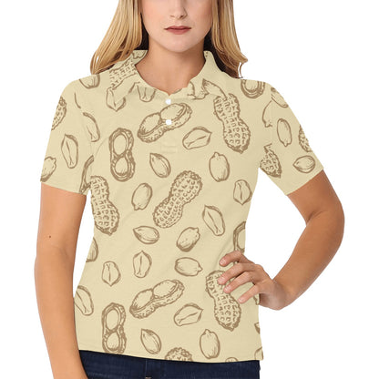 Peanut Pattern Print Design A02 Women's Polo Shirt