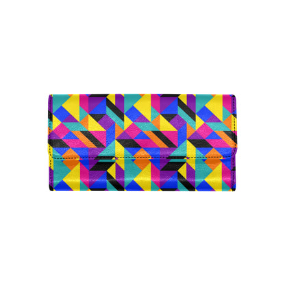 90s Colorful Pattern Print Design 1 Women's Trifold Wallet