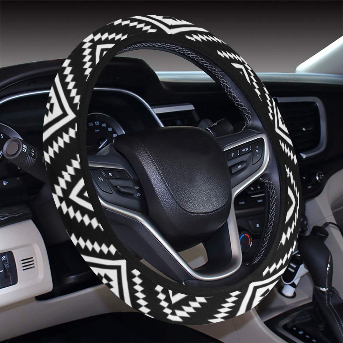 Tribal Pattern Print Design LKS301 Steering Wheel Cover with Elastic Edge