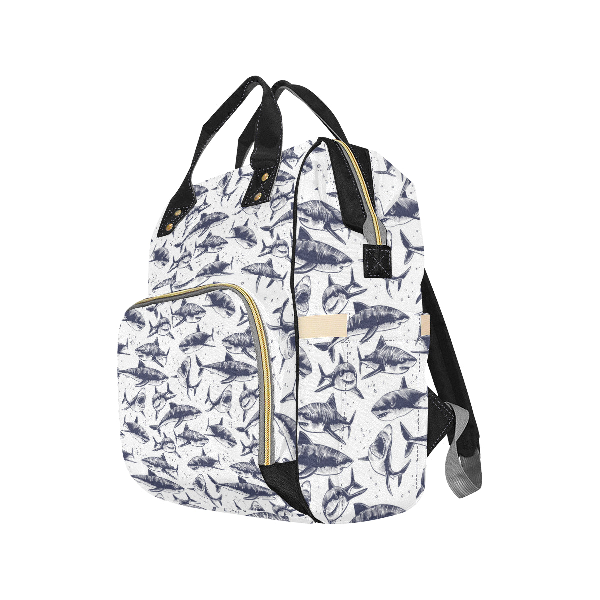 Great White Shark Pattern Print Design 02 Diaper Bag Backpack
