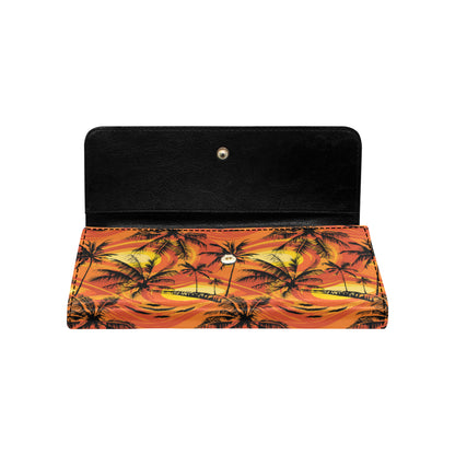 Palm Tree Pattern Print Design A02 Women's Trifold Wallet