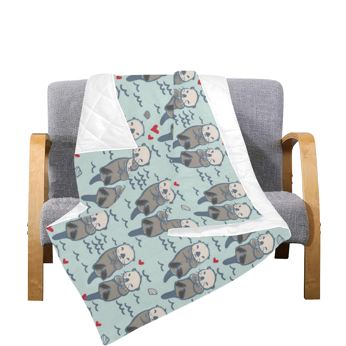 Sea Otter Pattern Print Design 03 Premium Quilt