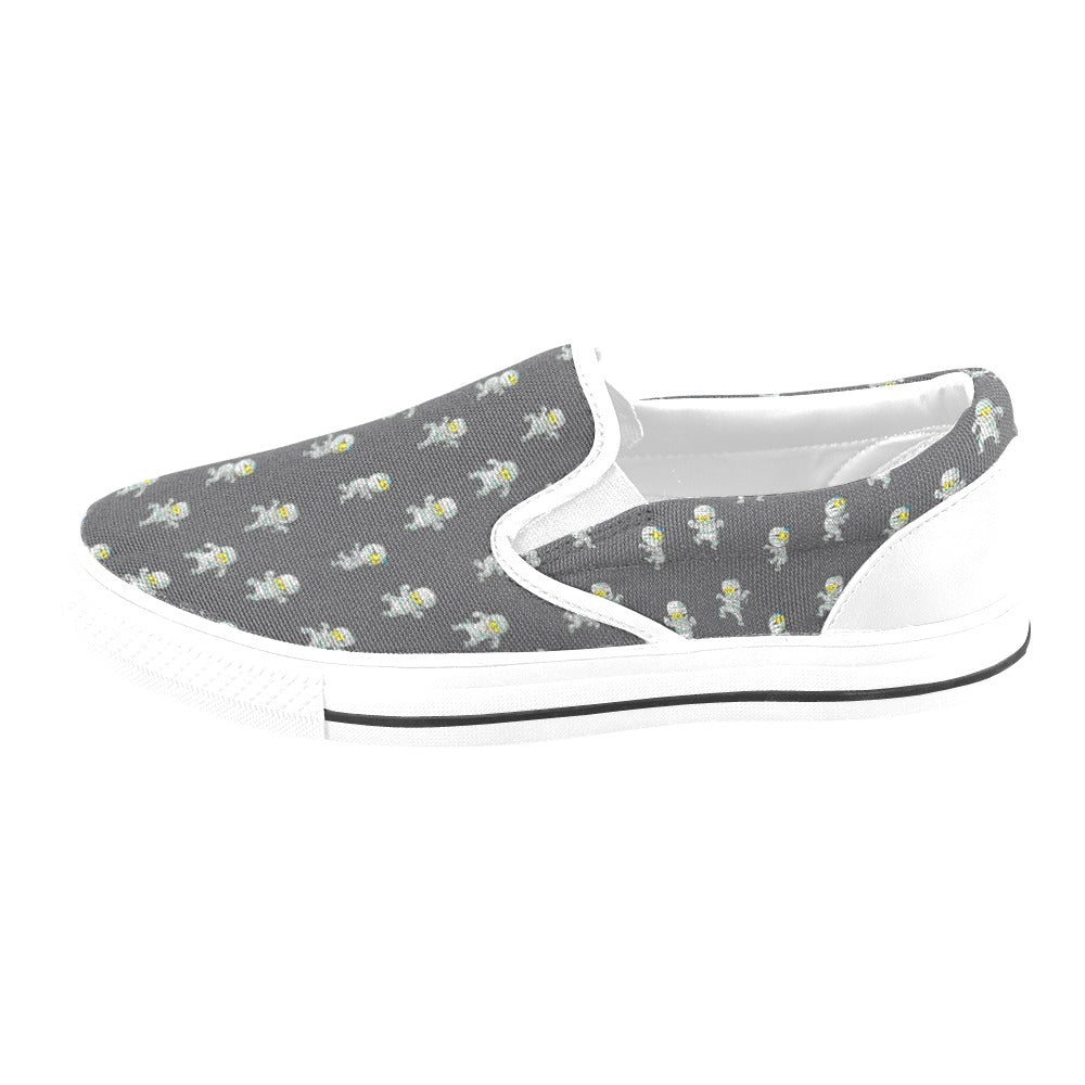 Mummy Print Design LKS305 White Slip Ons Canvas Women's Shoes