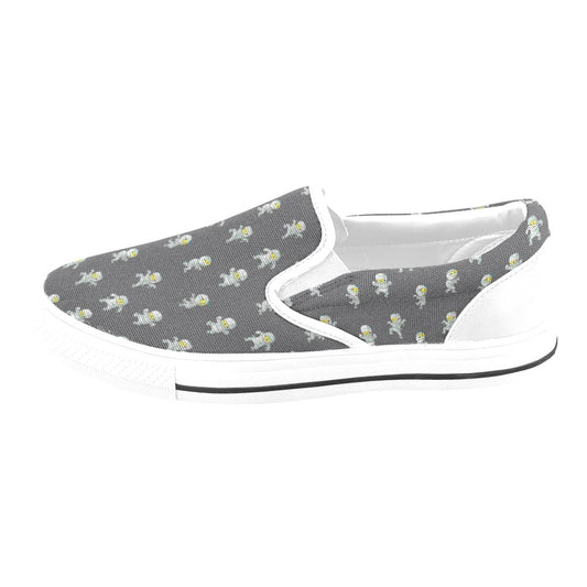 Mummy Print Design LKS305 White Slip Ons Canvas Women's Shoes