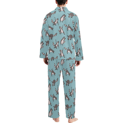 Raccoon Pattern Print Design A07 Men's Long Pajama Set