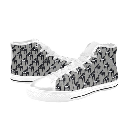 Piano Print Design LKS404 Men's High Top Canvas Shoes