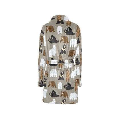 Bear Pattern Print Design BE03 Women's Fleece Robe