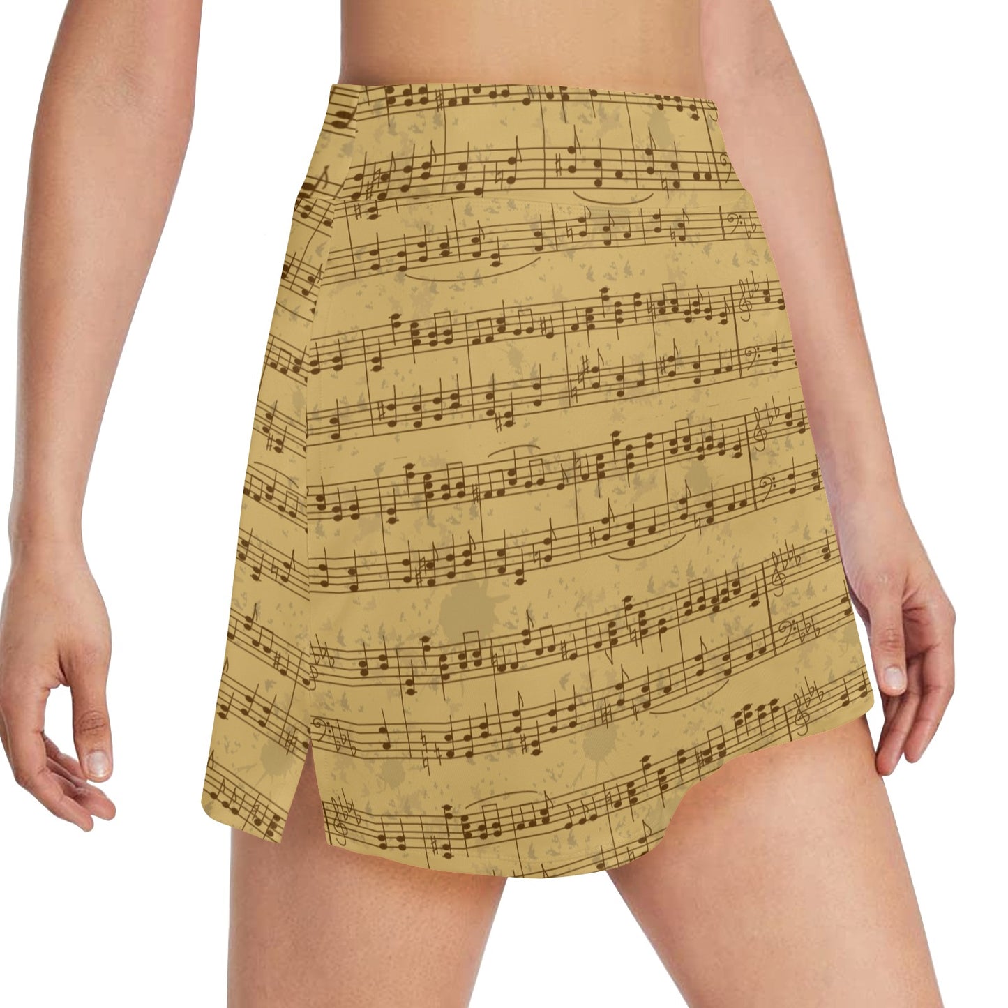 Music Note Vintage Themed Print 17" Golf & Pickleball Skort with Pockets