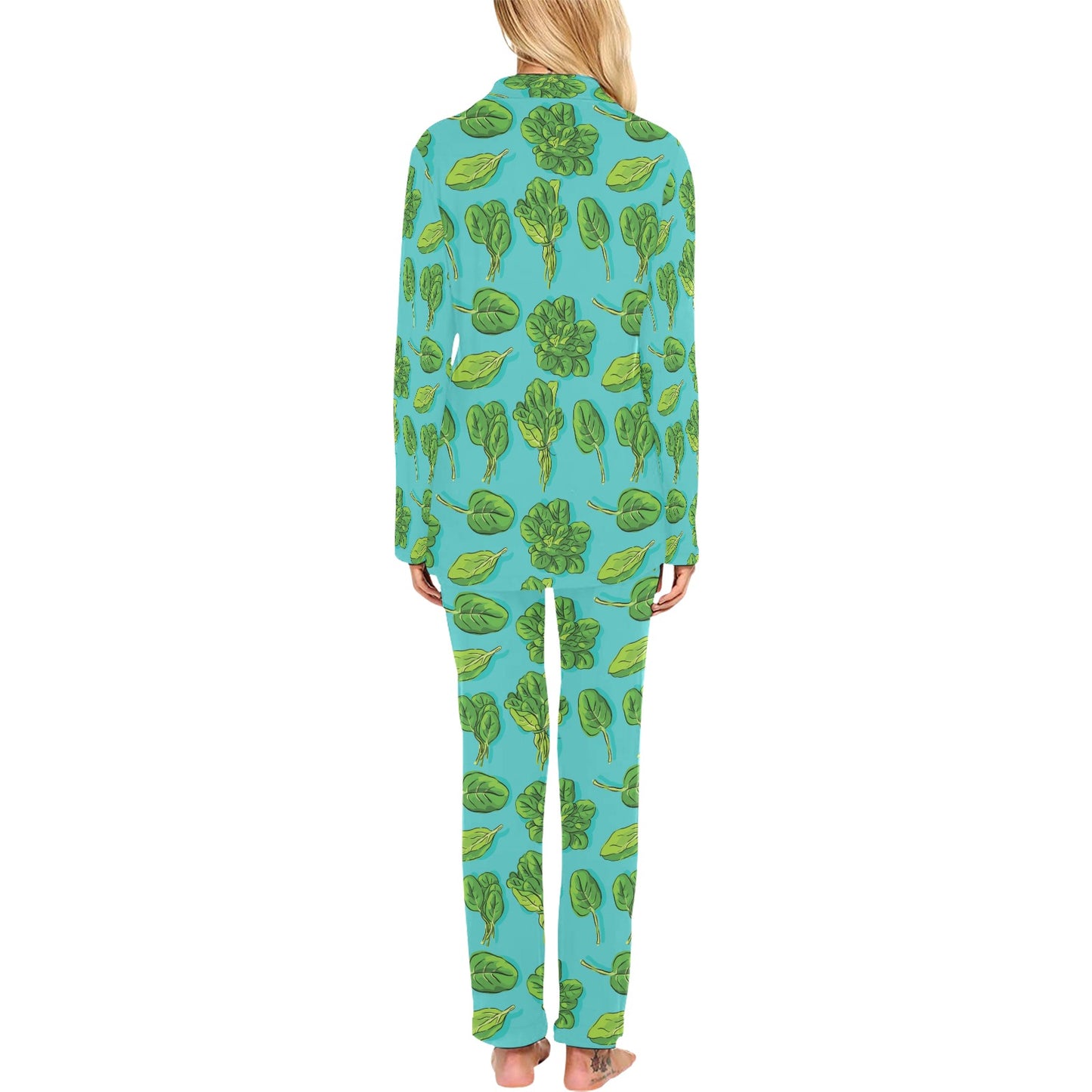 Spinach Print Design LKS301 Women's Long Pajama Set